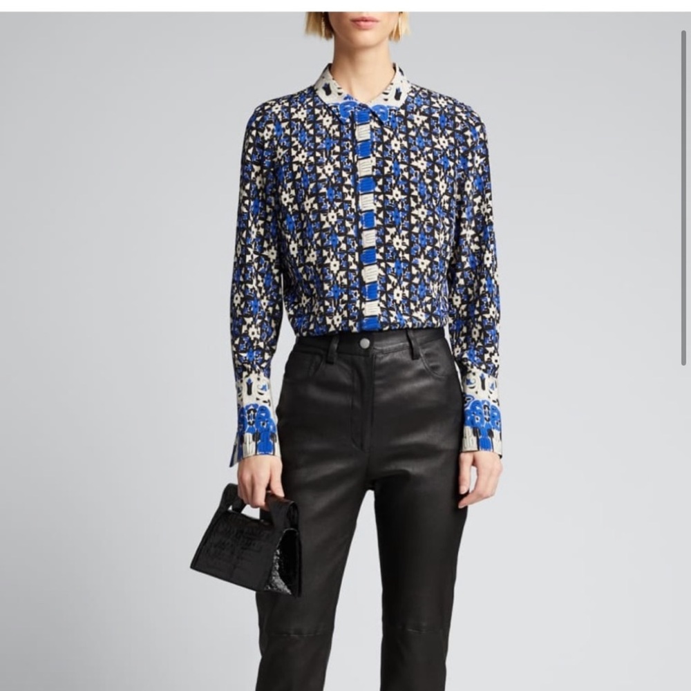 Kobi Halperin Marla silk blouse size medium blue black white